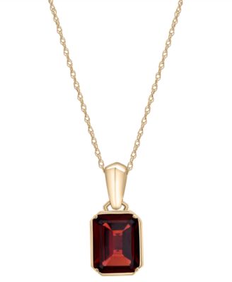Macy's - Garnet (2-5/8 ct. t.w.) Drop Pendant Necklace in 14K Yellow Gold
