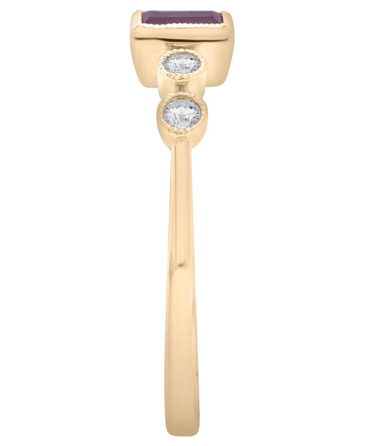 Macy's Amethyst (1/6 Ct. T.w.) & Diamond (1/10 Ct. T.w.) Baguette Ring In 14k Gold-plated Over Sterling Sil In Gold