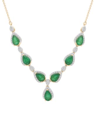 Emerald (2-7/8 ct. t.w.) and Diamond (1/3 ct. t.w.) Necklace in 14k Yellow Gold