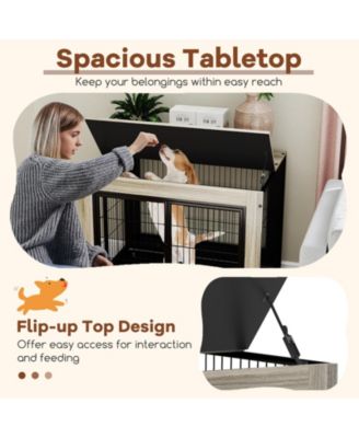 Industrial Dog Kennel with Flip-up Top 3 Lockable Doors and Removable Tray