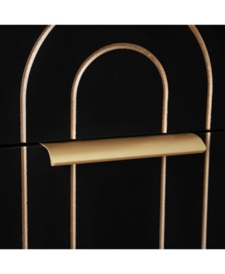 Carved Storage Cabinet with 6 Drawer and Metal Handles