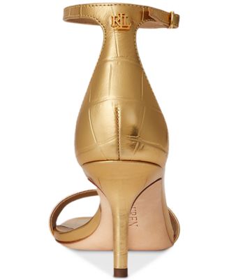 Women's Allie Mid-Heel Crocodile-Embossed Sandals