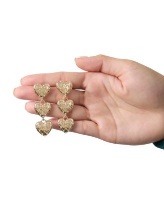 Triple Heart Drop Earrings