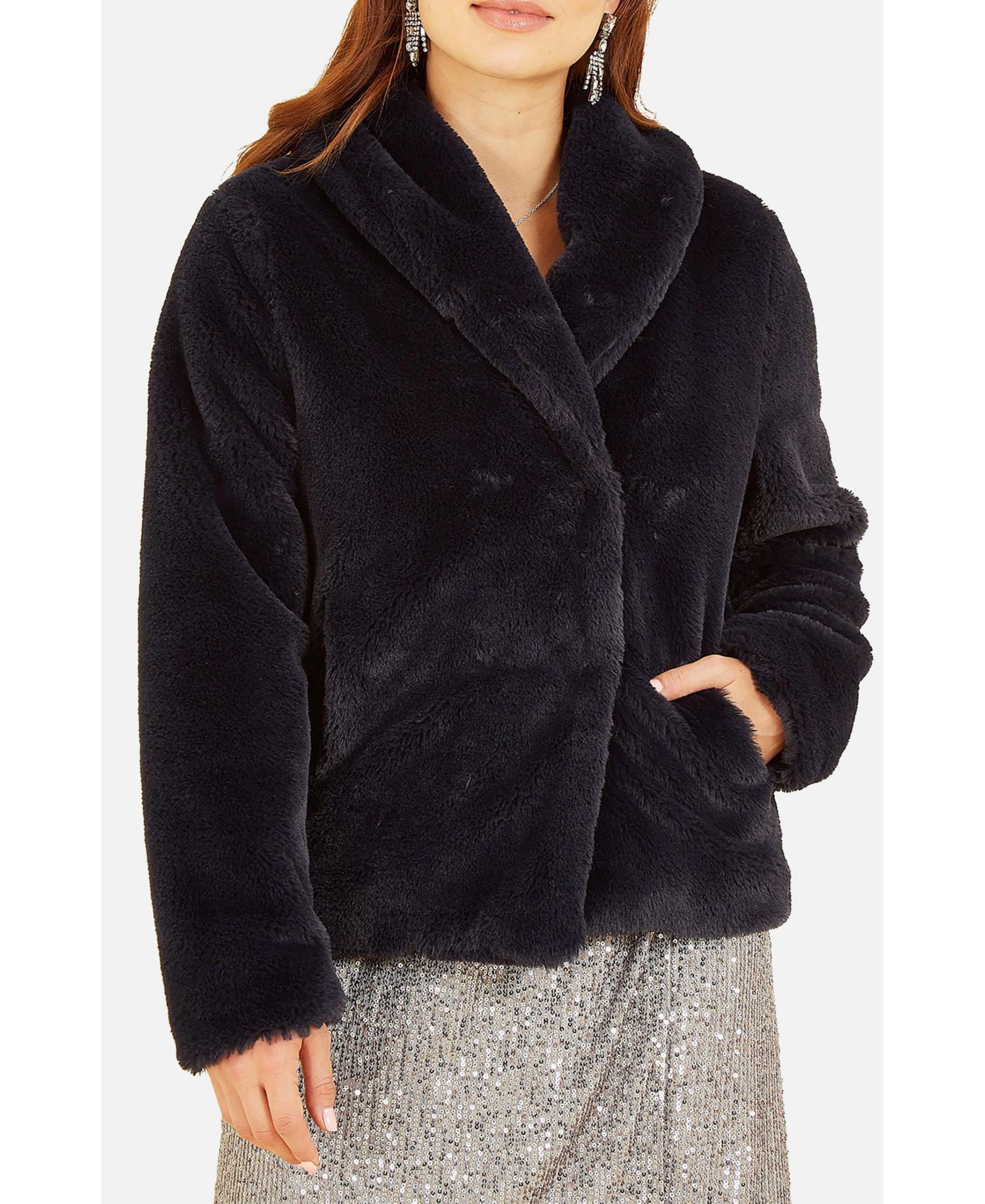 Women's Short Wrap Faux Fur Coat