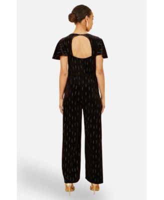 Women's Foil Print Velvet Jumpsuit