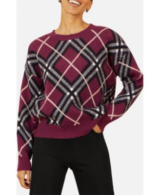 Women's Argyle Check Relaxed Sweater