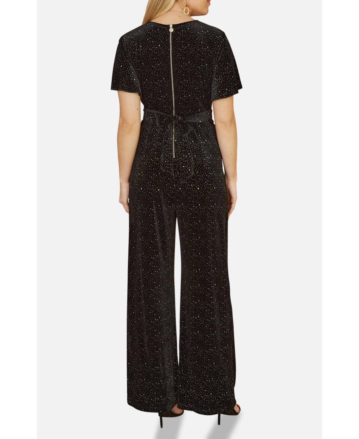 Женский комбинезон Yumi Sparkle Velvet Jumpsuit, цвет: Чёрный — фото 7