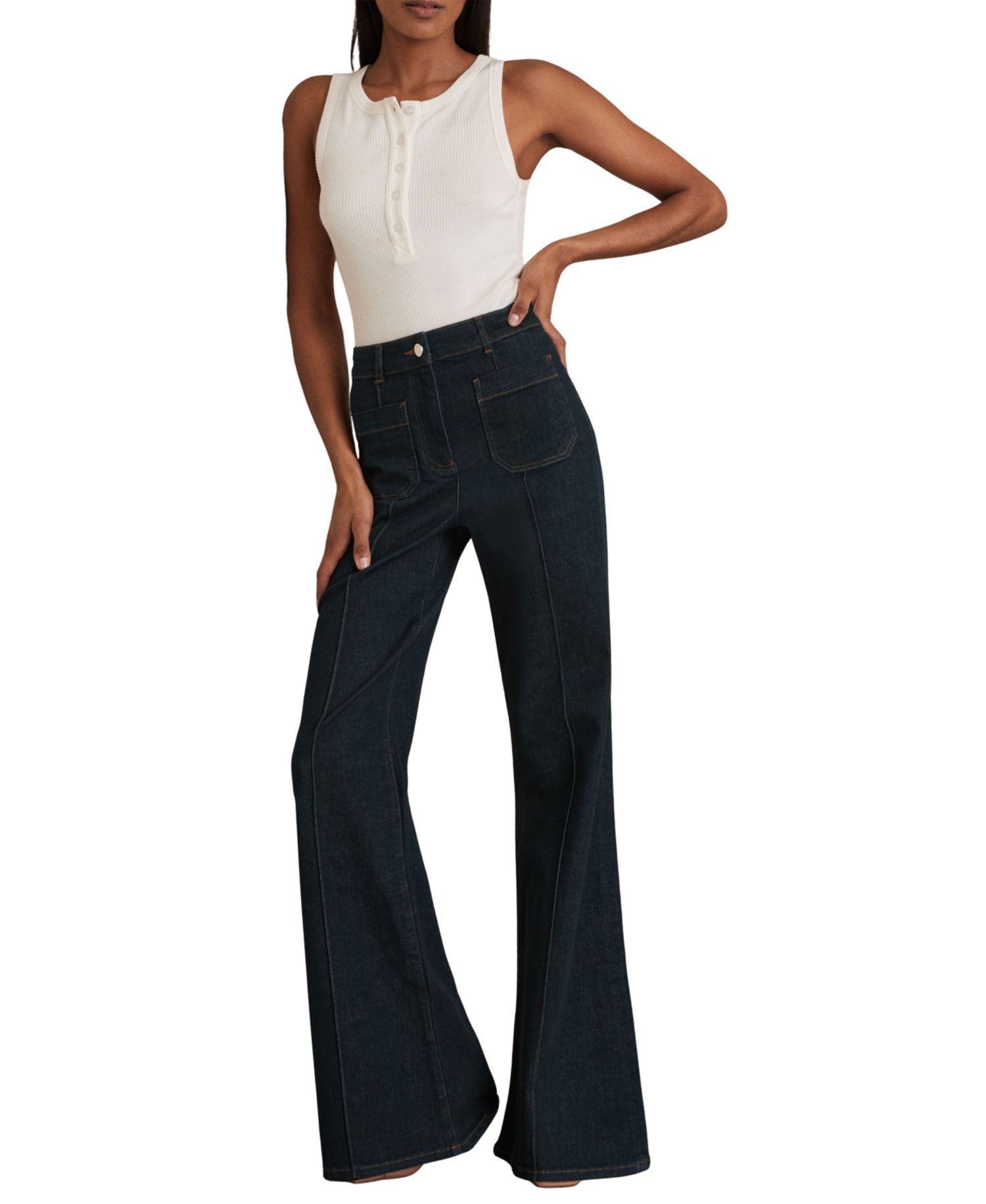 Women's Sakura Patch-Pocket Flared Jeans