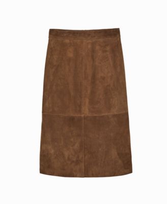 Women's Suede Straight-Fit Midi Skirt