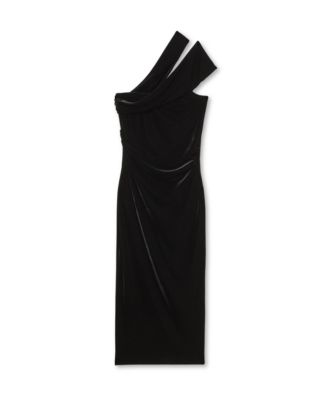 Women's Velvet One-Shoulder Midi Dress