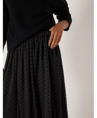 Women's Asymmetrical Flocked Spot Skirt