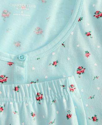 Women's 2-Pc. Cotton Printed Cropped Pajamas Set