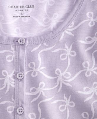 Women's Cotton Printed Long Sleeve Henley Sleepshirt