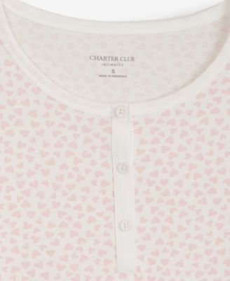 Women's Cotton Printed Long Sleeve Henley Sleepshirt, Created for Macy's