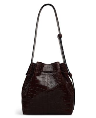 York Mews Faux Croc Small Drawstring Shoulder Bag