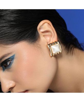 Women's The Ribbed-Diane Stud Earrings - California Gold