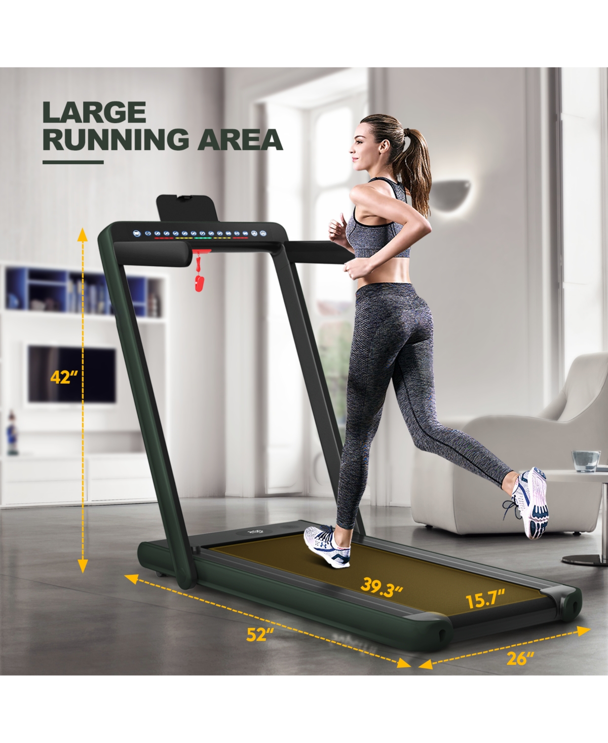 Skonyon 2-in-1 Electric Motorized Health and Fitness Folding Treadmill with Dual Display Speaker