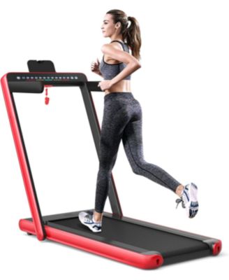 2-in-1 Electric Motorized Health and Fitness Folding Treadmill with Dual Display and Speaker