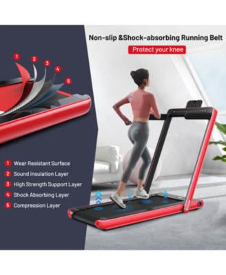 2-in-1 Electric Motorized Health and Fitness Folding Treadmill with Dual Display and Speaker