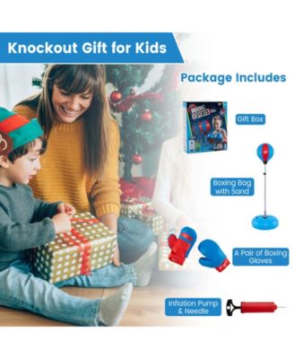 Adjustable Punching Bag with Stand and Boxing Gloves for Both Adults and Kids