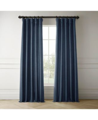 Sergeants Blue Italian Faux Linen Room Darkening Curtain