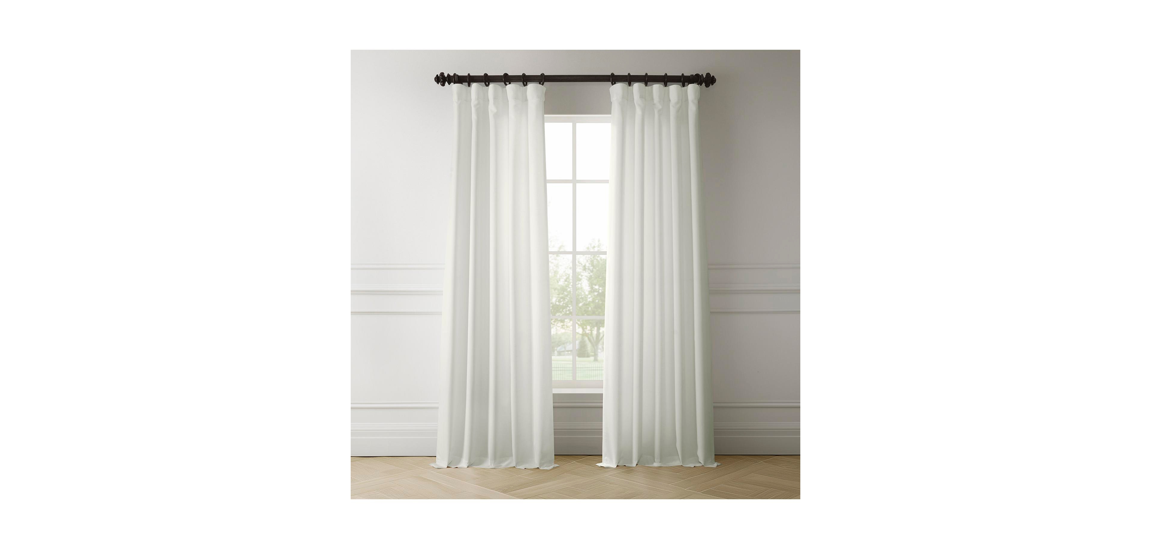 Half Price Drapes Magnolia Off White Italian Faux Linen Room Darkening Curtain