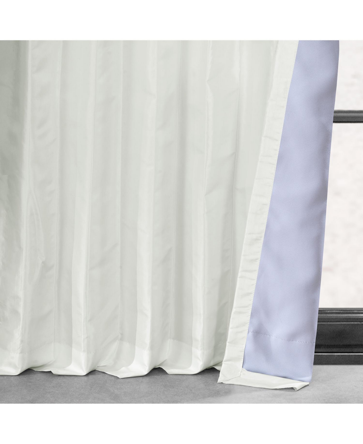 Half Price Drapes Eggshell Faux Silk Taffeta Blackout Curtain