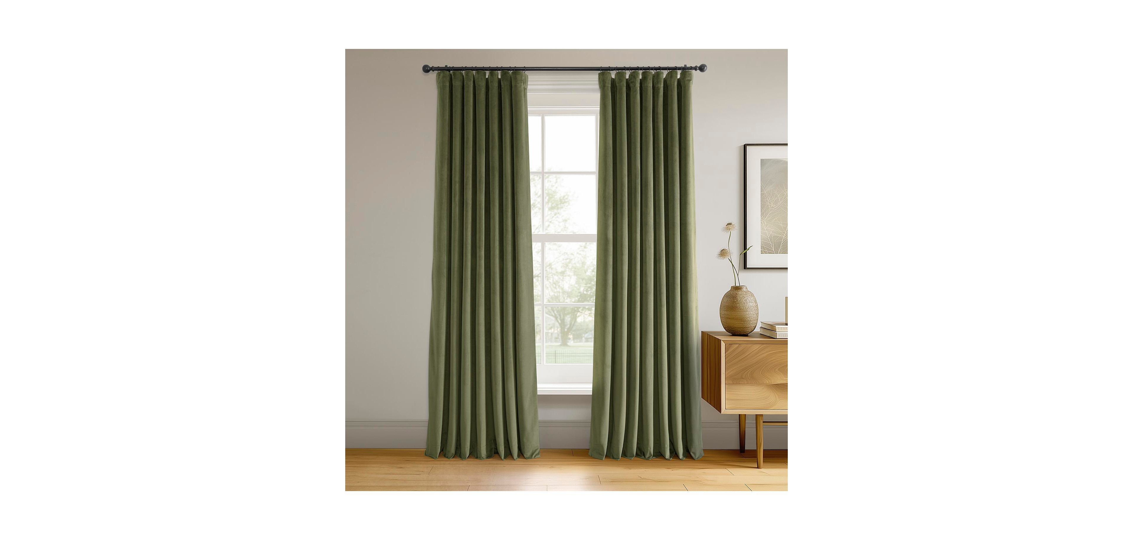 Half Price Drapes Hunter Green Signature Velvet Blackout Curtain