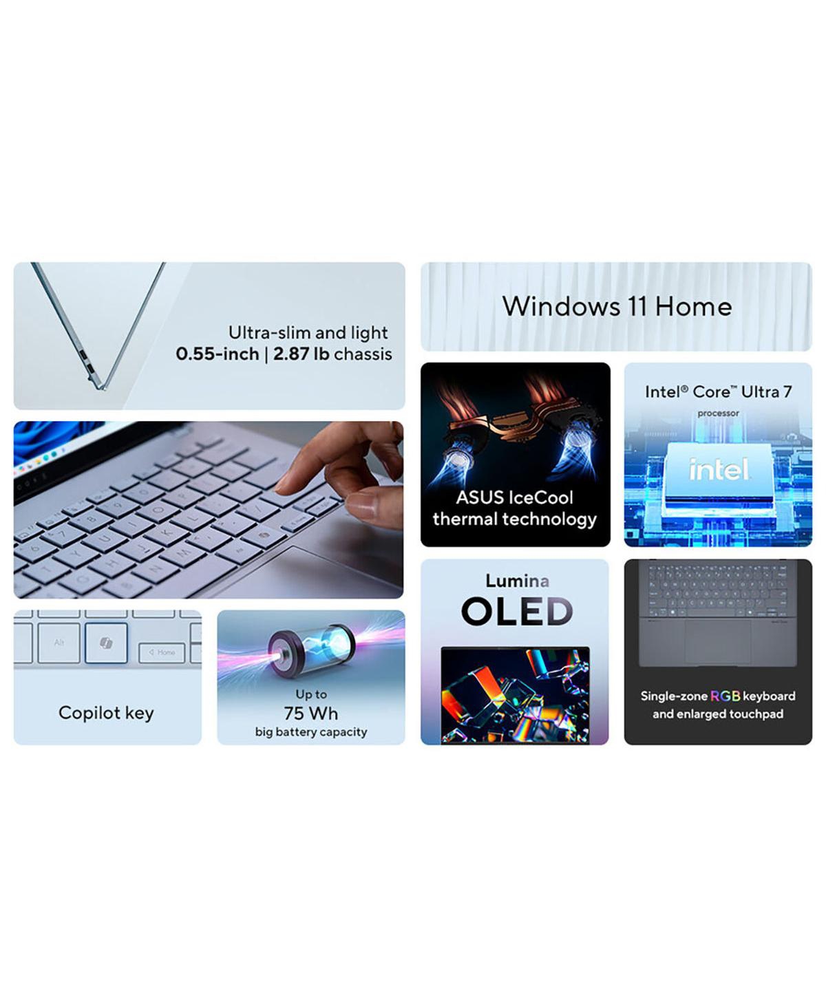 Asus Vivobook S 14 S5406 14" Wuxga Oled Copilot+ Pc Laptop, Intel Core Ultra 7 258V 2.2GHz, 32GB Ram, 1TB Ssd, Windows 11 Home, Mist Blue