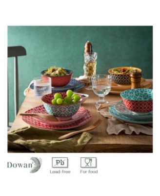 12-Piece Ceramic Dinnerware Set for Christmas Decor Thanksgiving Party, Colorful Dish Set for 4