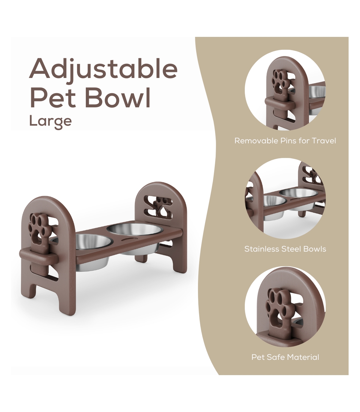 Aostirmotor Conscious Pet Feeder Repurposed Poly Lumber Adjustable Height for On-the-Go Meals