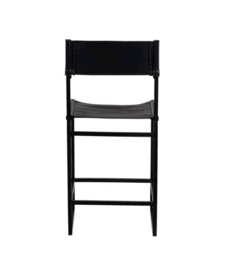 Remy Full-Grain Leather Bar Stool, Black