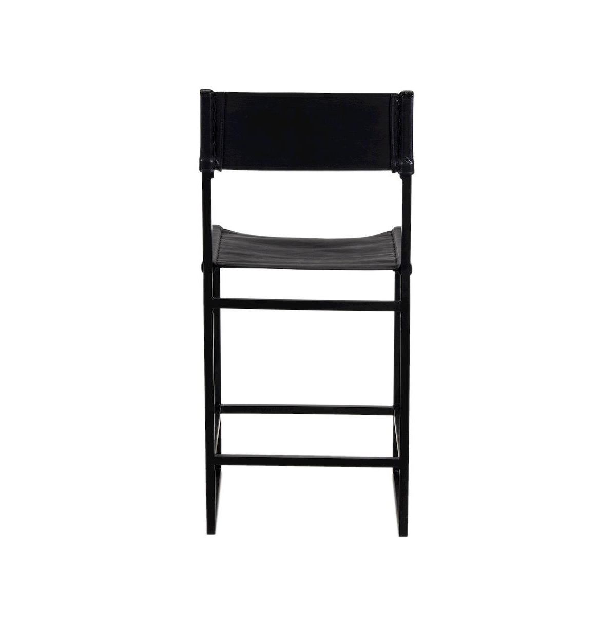 Remy Full-Grain Leather Bar Stool, Black