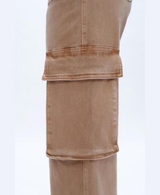 Women's High-Rise Stretch Utility Wide-Leg Cargo Jeans