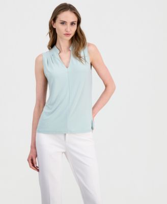 Women's V-Neck Collared Sleeveless Top