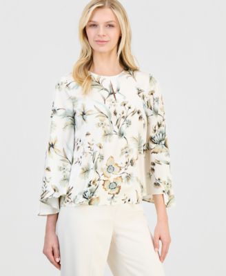 Women's Keyhole-Front Bell-Sleeve Top