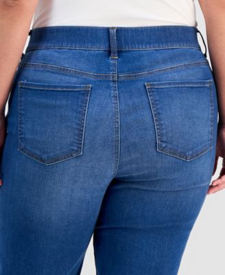 Plus Size Pull-On Shaping High-Rise Straight-Leg Jeans, Macy's Exclusive