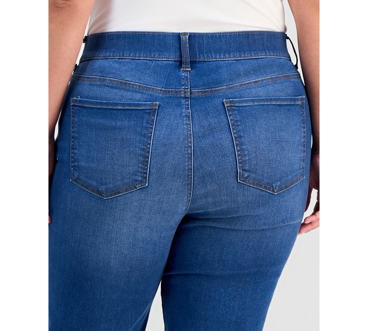 Style & Co Plus Pull-On Shaping High-Rise Straight-Leg Jeans, Macy's Exclusive