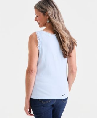 Women's Lace-Trim Cotton Tank Top