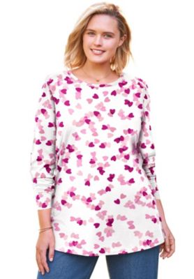 Plus Size Within Perfect Printed Long-Sleeve Crewneck Tee