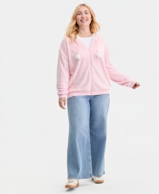Trendy Plus Size Hello Kitty Pom-Pom Hoodie