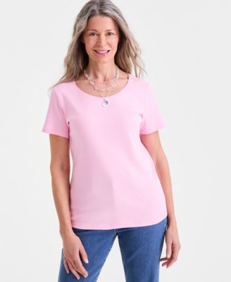 Women's Cotton Short-Sleeve Scoop-Neck Top