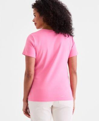Petite Cotton Scoop-Neck Short-Sleeve Top