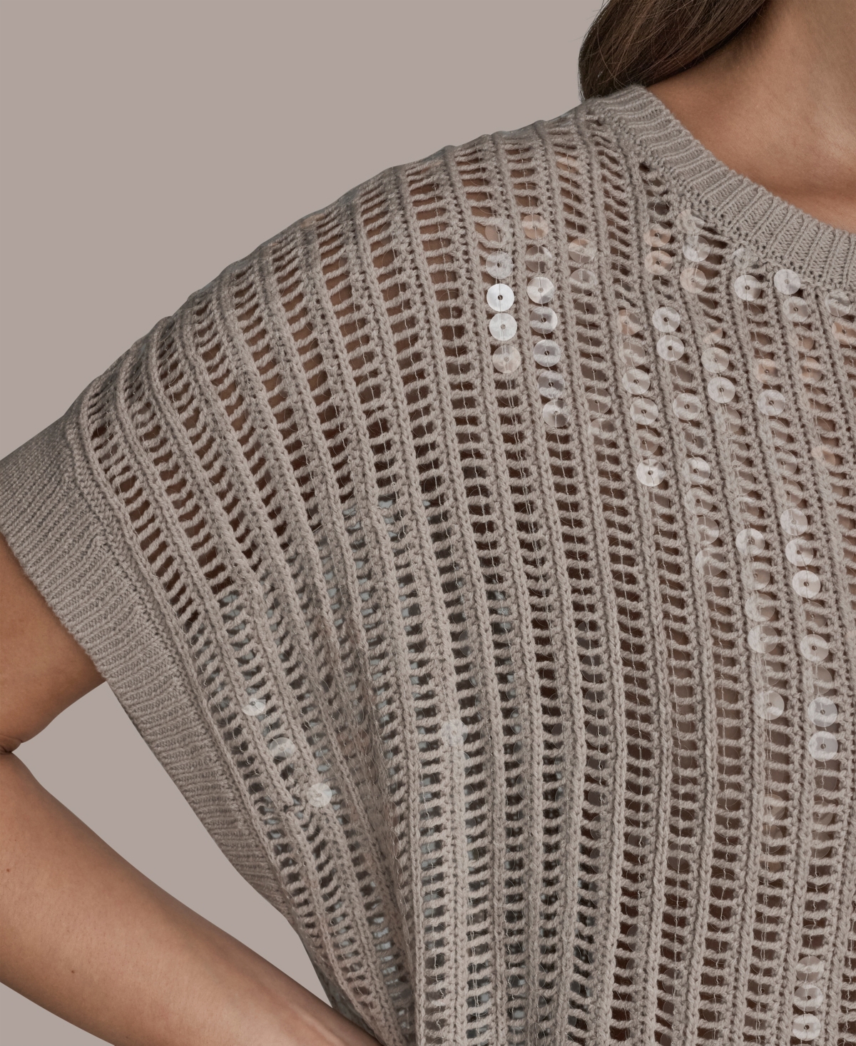 Donna Karan New York Women's Short-Sleeve Crewneck Sweater