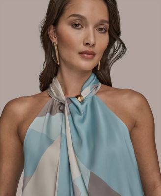 Women's Printed Twist Halter Neck Top