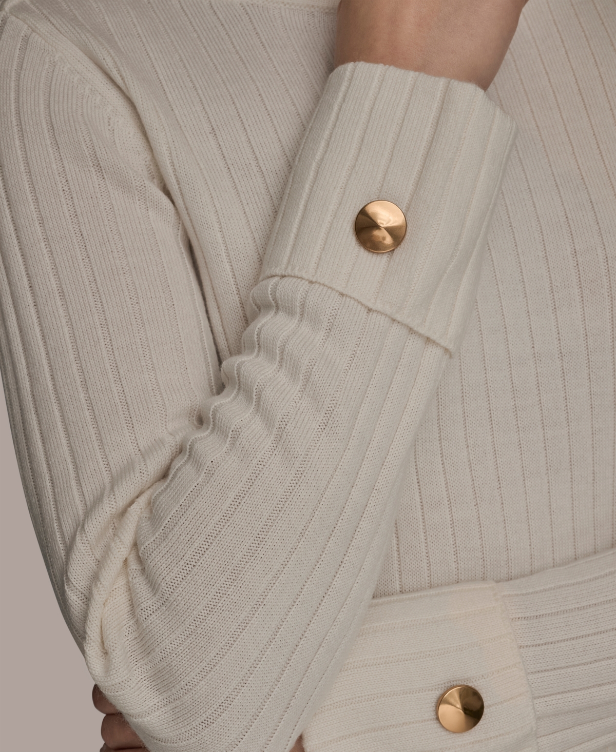 Donna Karan New York Women's Long Sleeves Button Detail Sweater