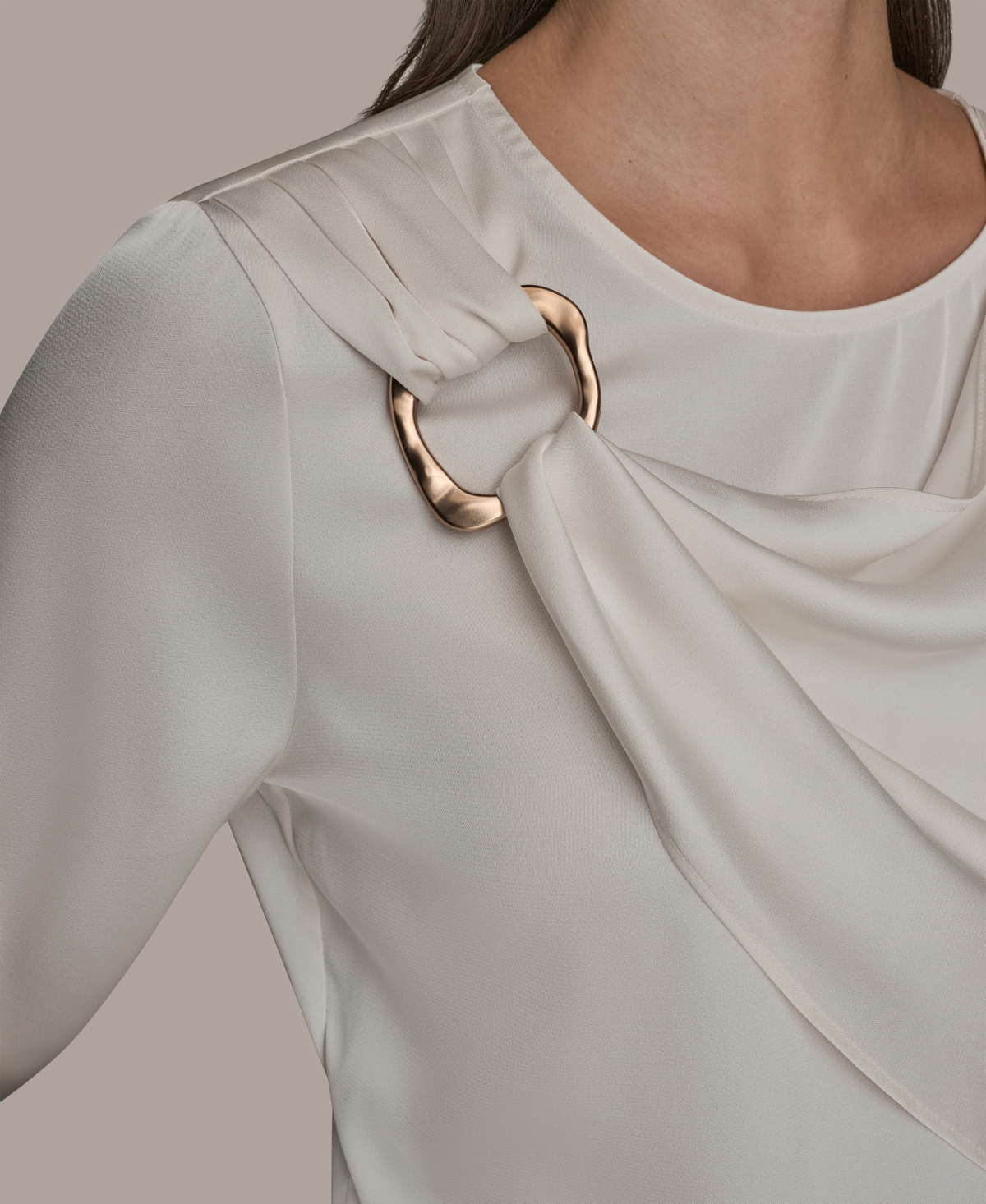 Donna Karan Women's Scoop Neck Long-sleeve Top In White