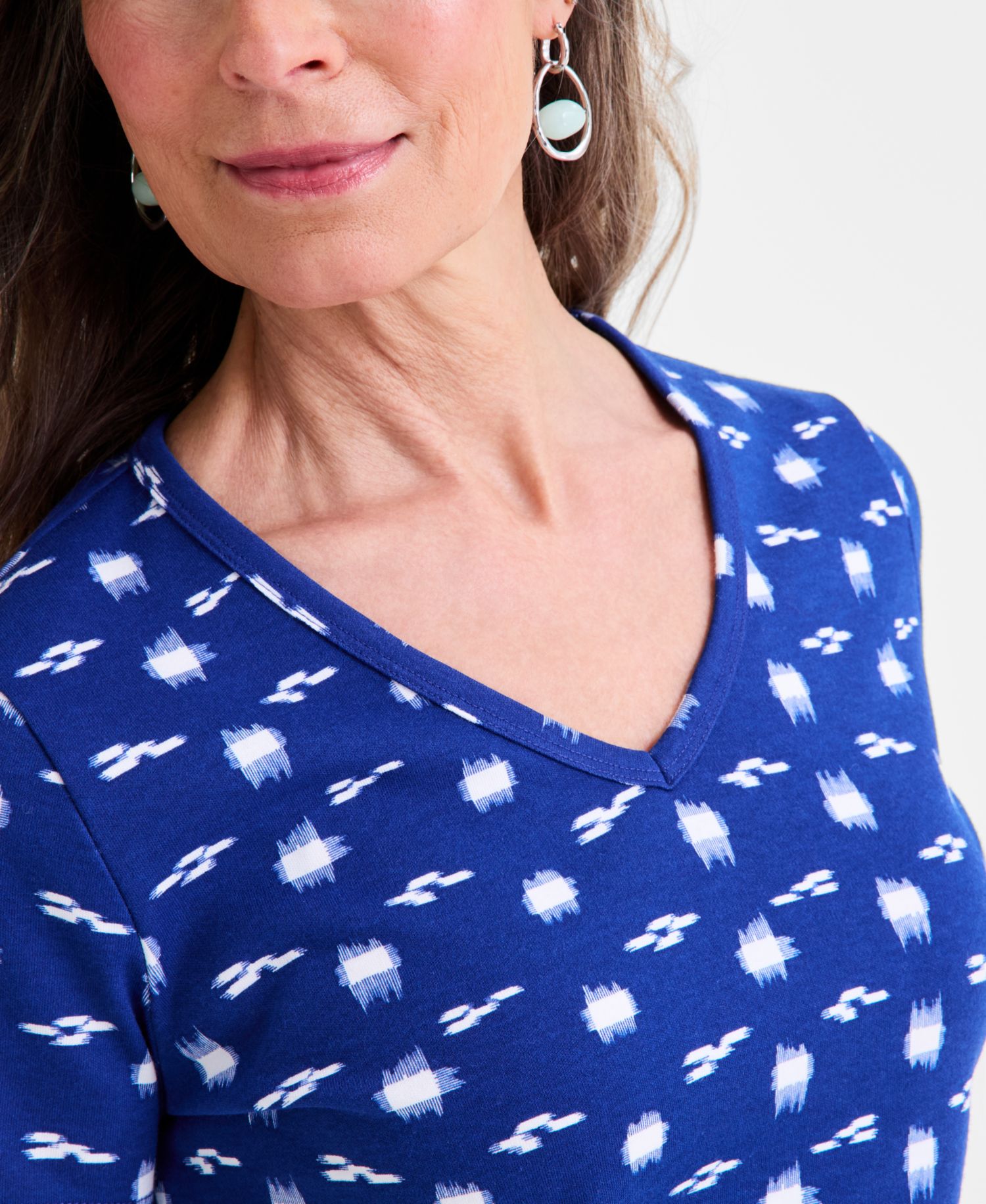 Women's Printed Short-Sleeve V-Neck Top