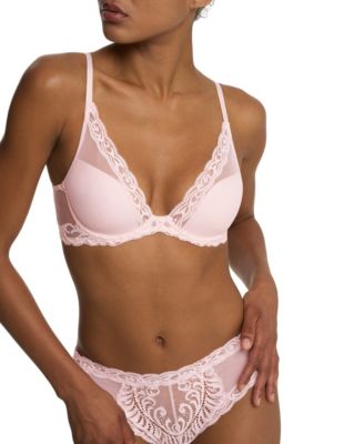 Women's Feathers Lace Contour Underwire Plunge Bra 730023