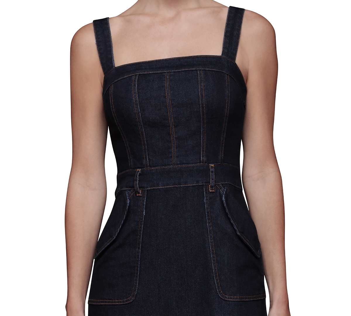 Avec Les Filles Women's Denim Midi Dress In Blue